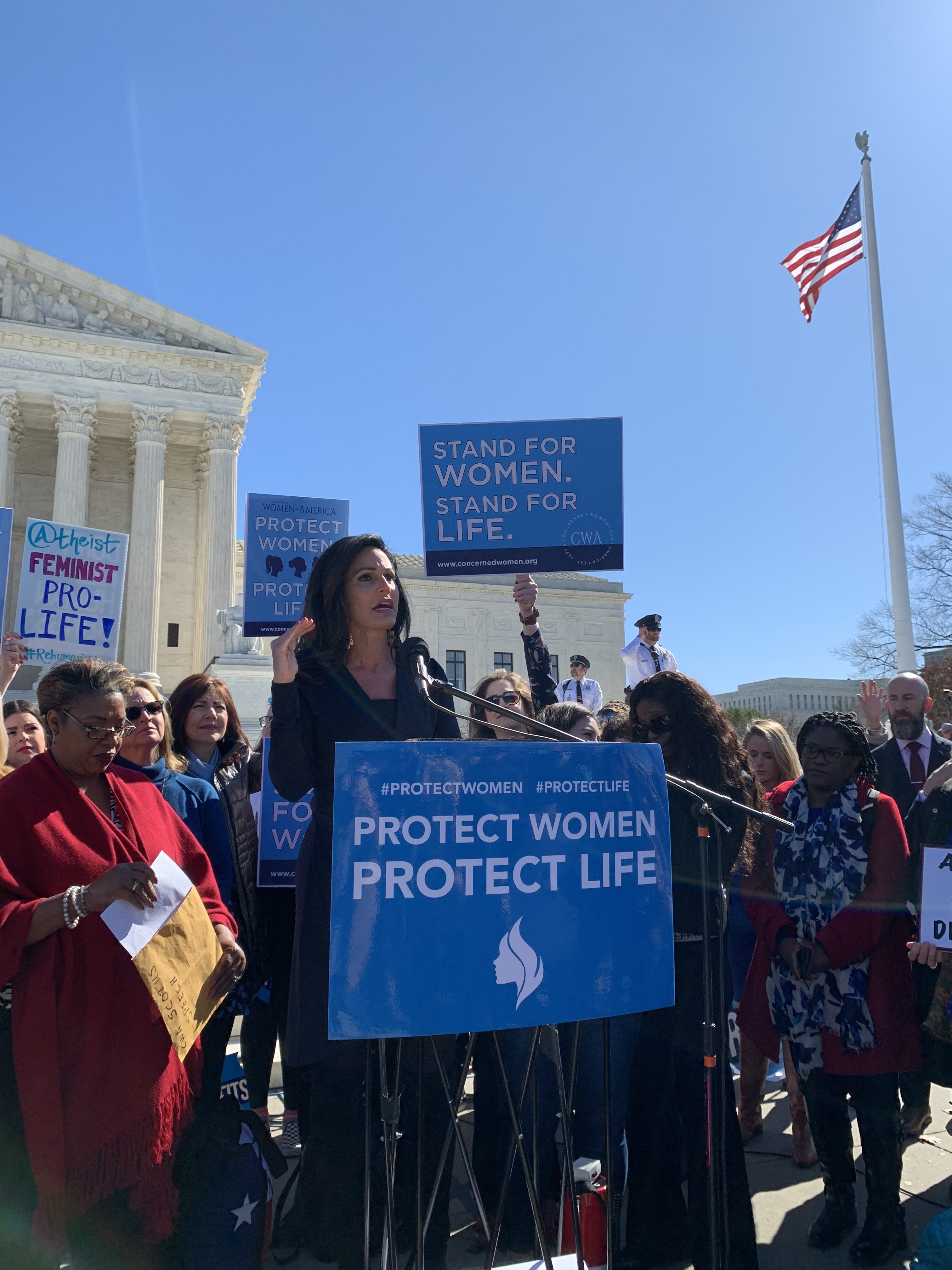 CWA CEO and President Penny Nance speaking at the Protect Women Protect Life rally at the Supreme Court