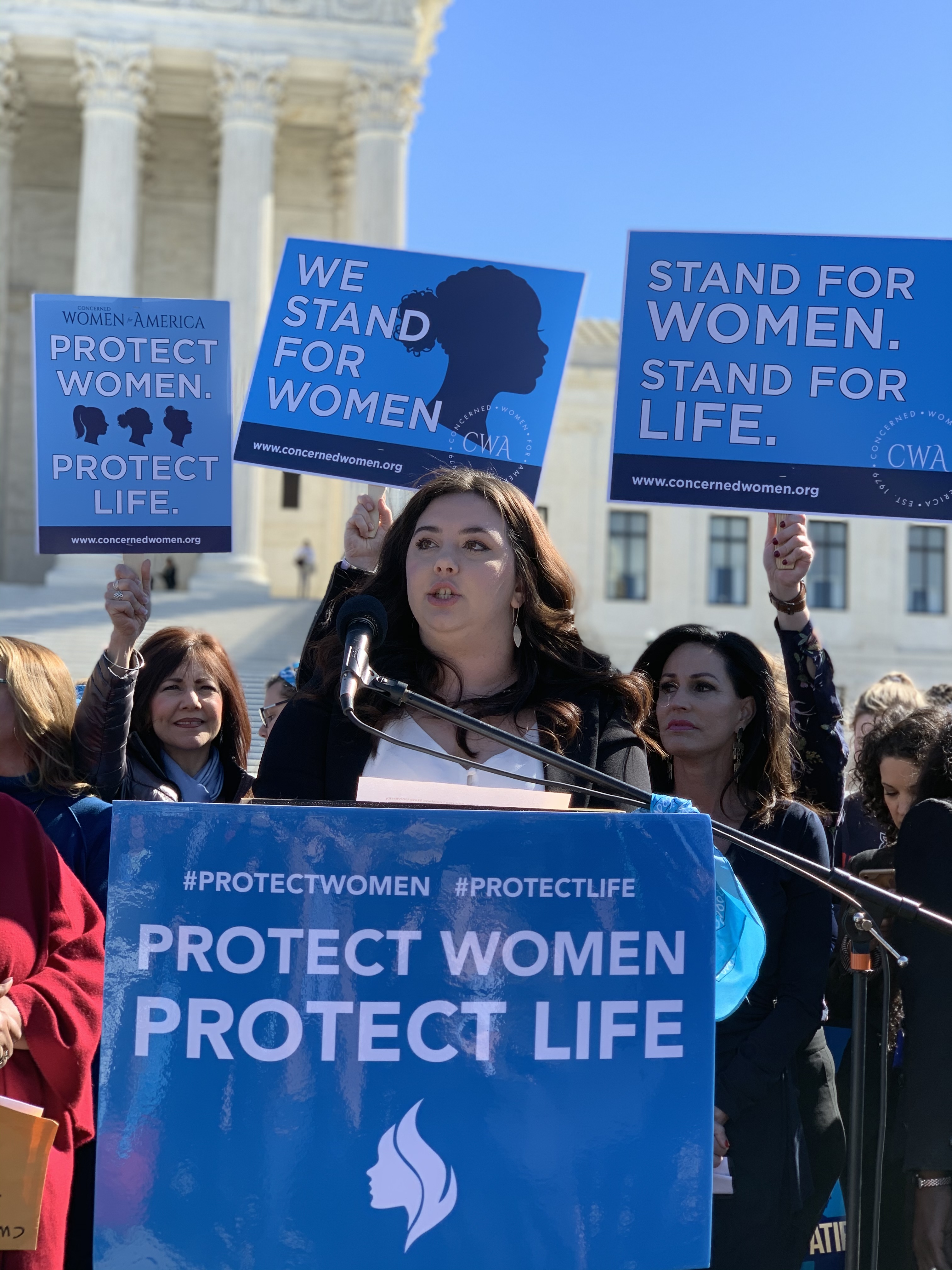 YWA leader Lillian Knight speaking at Protect Women Protect Life rally at the Supreme Court