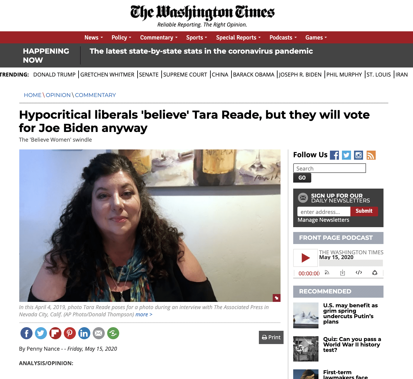 Penny Nance: Hypocritical Liberals ‘Believe’ Tara Reade, But They Will Vote for Joe Biden Anyway