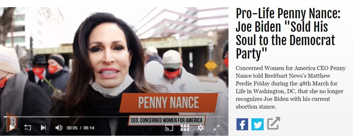 Penny Nance to Breitbart: Joe Biden “Sold His Soul to the Democrat Party”