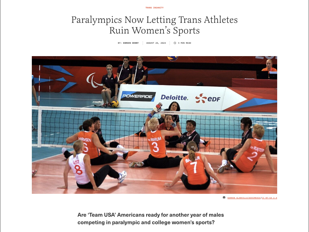 Paralympics Now Letting Trans Athletes Ruin Women’s Sports