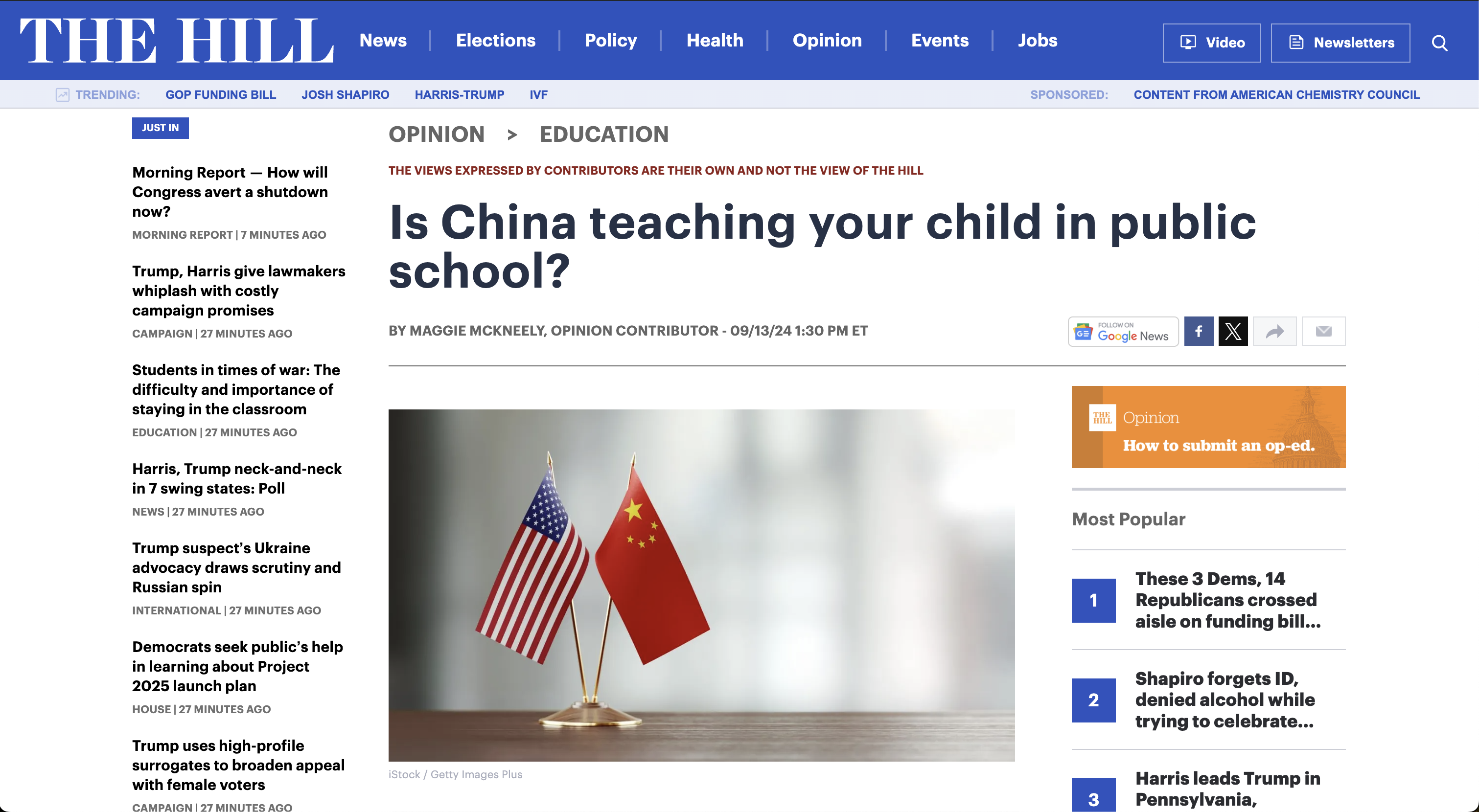 Is China teaching your child in public school?